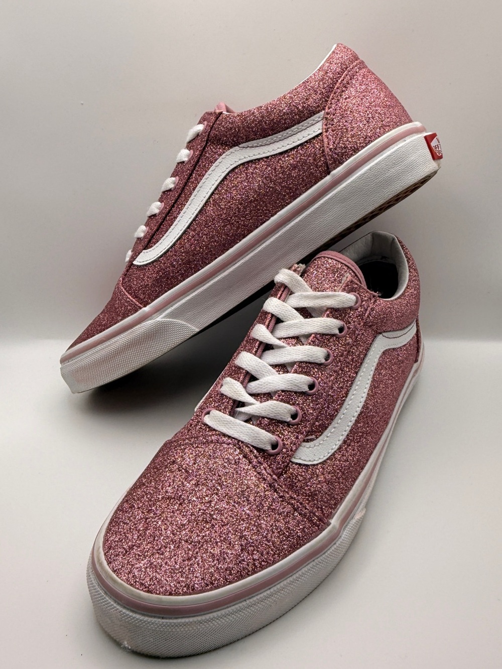 Vans Old Skool Pink Glitter Sneakers Women’s Size 8 Sparkle Shoes
